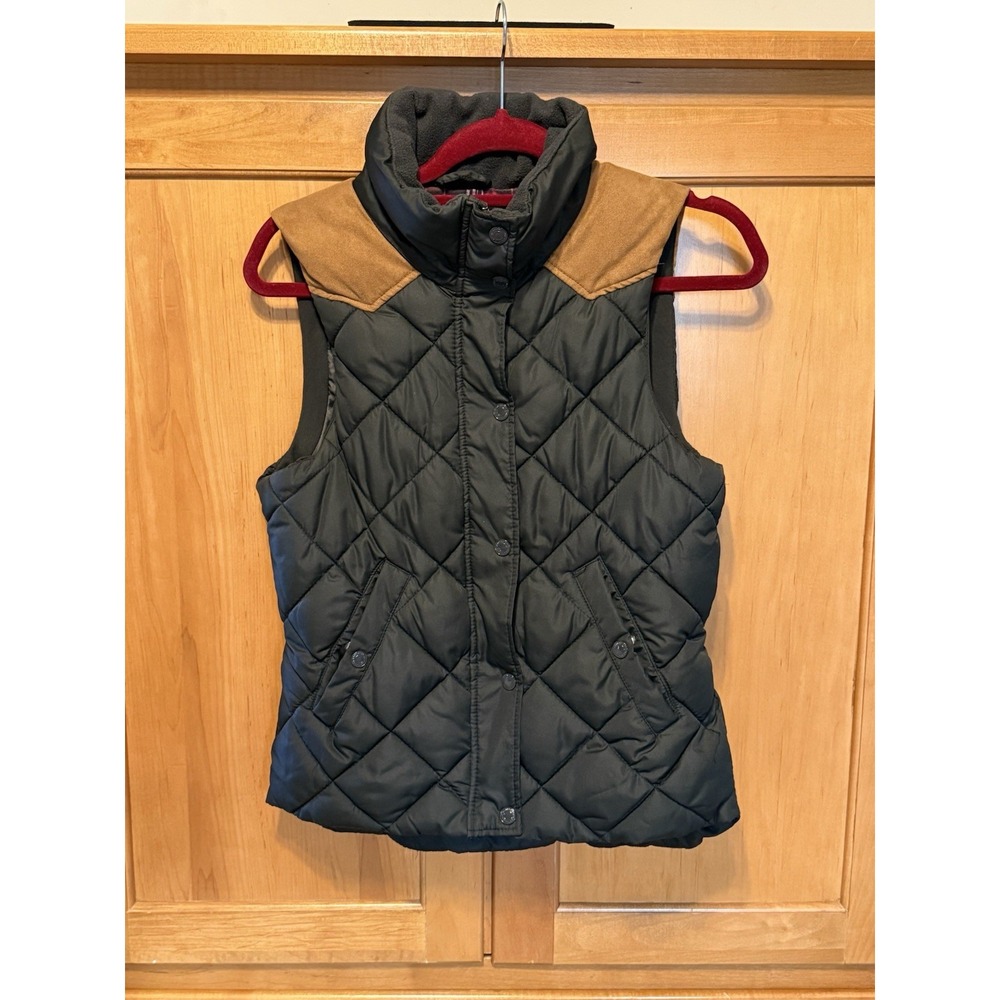 LOGG LABEL OF GRADED GOODS PUFFER VEST Classy Style H&M faux Suede Shoulder Yoke